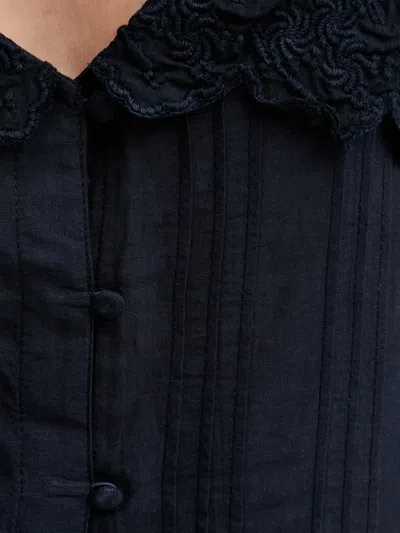 Hoss Intropia Embroidered Ruffled Top In Blue