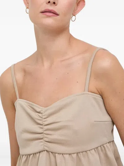 Notes Du Nord Gathered Peplum Top In Neutral