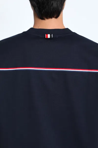 Thom Browne Rwb T-shirt In Midweight Jersey In Blue