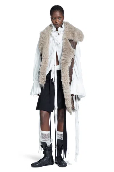 Ann Demeulemeester Aleid Asymmetric Shearling Vest In Multi