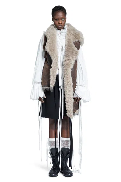 Ann Demeulemeester Aleid Asymmetric Shearling Vest In Multi