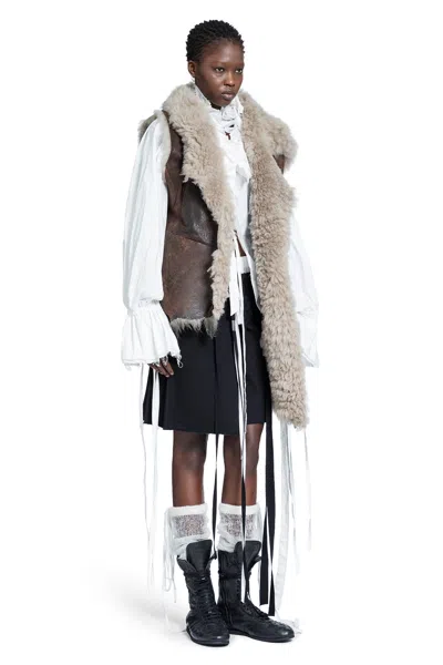 Ann Demeulemeester Aleid Asymmetric Shearling Vest In Multi