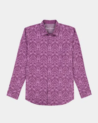 Robert Graham Highland Stretch Cotton Button-up Shirt In Purple