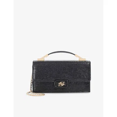 Dune Womens Black Plain Synthetic Skilled Mock-croc Faux-leather Top-handle Bag