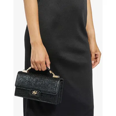 Dune Womens Black Plain Synthetic Skilled Mock-croc Faux-leather Top-handle Bag