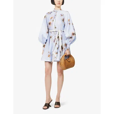 Zimmermann Hypnotic Mini Dress In Blue
