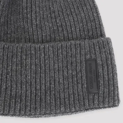 Giorgio Armani Ribbed Cashmere Beanie With Folded Cuff In Black