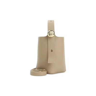 Loewe Structured Bucket Bag With Gold-tone Button Detail In Neutral