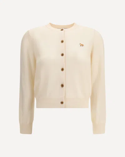 Maison Kitsuné Profile Fox-embroidered Button Cardigan In Brown