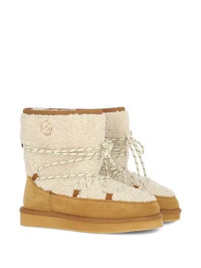 Mexx Lace-up Shearling Boots In Neutral