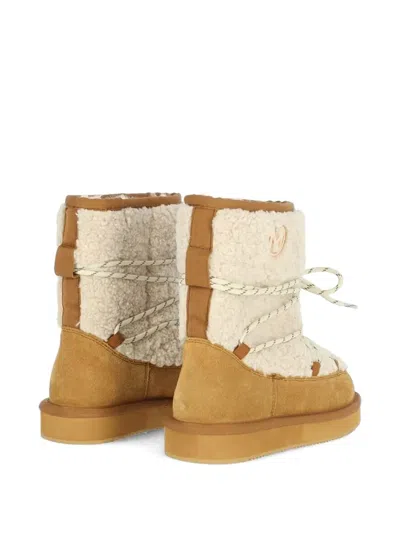 Mexx Lace-up Shearling Boots In Neutral