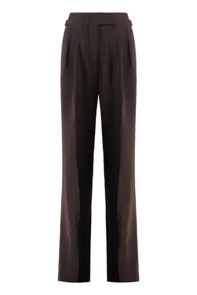 Tom Ford Pleated High-rise Wide-leg Pants In Burgundy