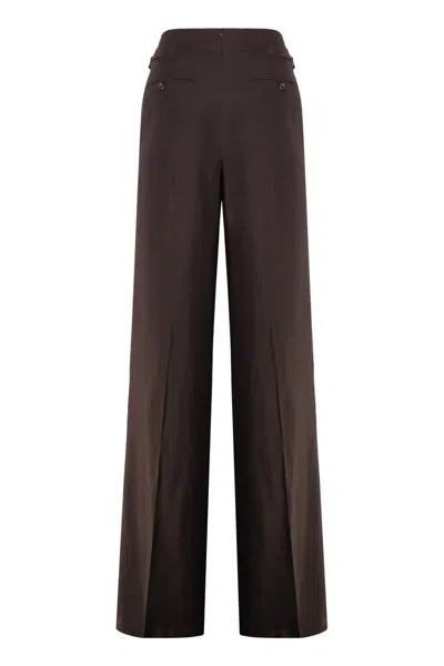 Tom Ford Pleated High-rise Wide-leg Pants In Burgundy