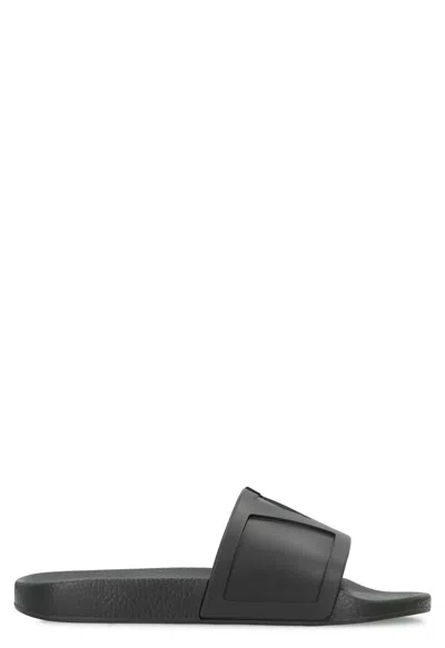 Valentino Coolside Rubber Slides In Black