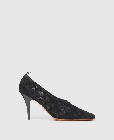 Stella Mccartney Square-toe Lace Stiletto Pumps In Black