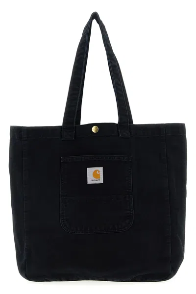 Carhartt Bayfield Tote In Denim Nero Uomo In Black