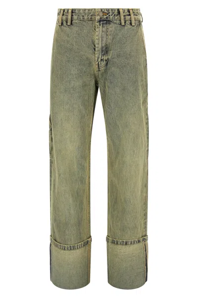 Entire Studios 'cuff Surface Wave' Jeans In Green