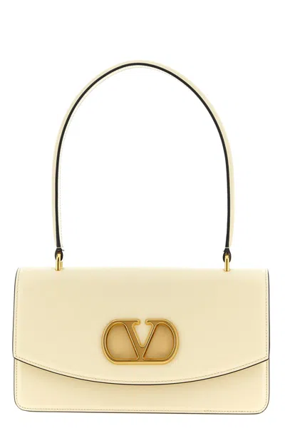 Valentino Garavani  Garavani Vain Bag With Handle In Shiny Calfskin Woman Butter Uni In Nude