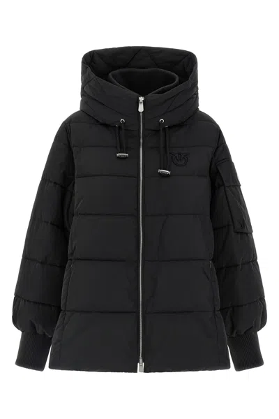 Pinko Doudoune À Capuche En Tissu Technique In Black