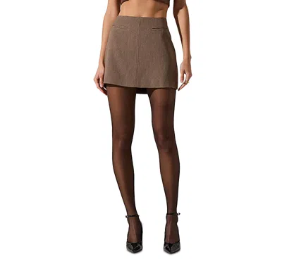 Astr The Label Laudine Houndstooth Check Miniskirt In Brown