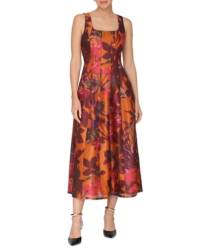 Avec Les Filles Paneled Midi Dress In Multi