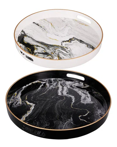 R16 Set Of 2 Quinn Round Trays In Multi