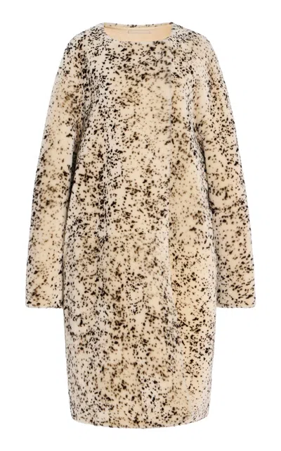 Totême Womens Black White Stracciatella Shearling Coat In Neutral
