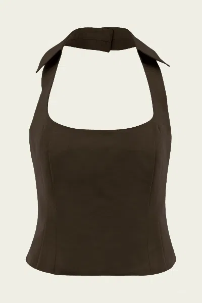 Cult Gaia Tarini Halter Top In Dark Java In Multi