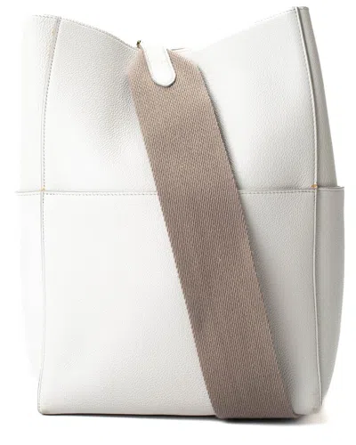Celine White Leather Seau Sangle Handbag (authentic Pre-loved) In White