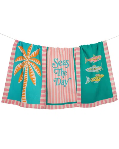 Tiramisu Seas The Day Coastal Kitchen Towel Set In Multi