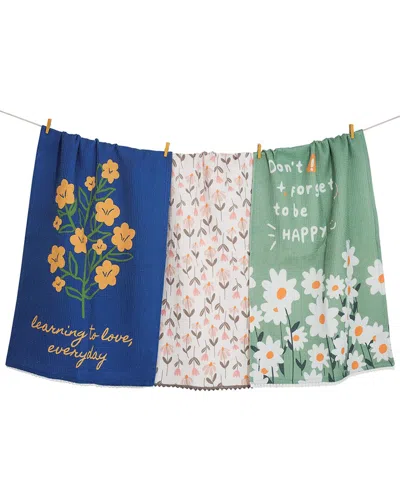 Tiramisu The Good Vibes Botanical Kitchen Towel Set In Multi