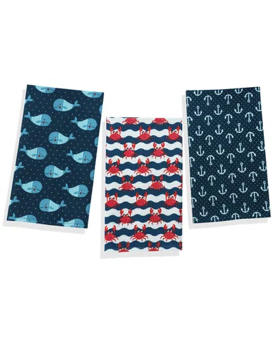 Tiramisu Coastal Charm Nautical Cotton Kitchen Towel Set In Multi