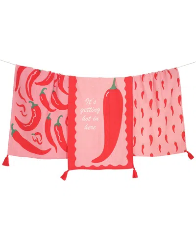 Tiramisu Chili Pepper Kitchen Towel Set In Red