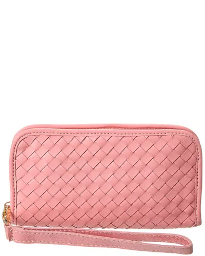 Isabella Rosetti Ora Hand-woven Leather Wallet In Pink