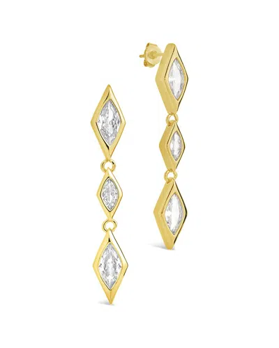 Sterling Forever Lissie Cubic Zirconia Linear Drop Earrings In Gold