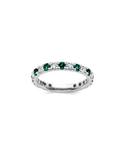 Lab Grown Gemstones 14k 1.75 Ct. Tw. Lab-grown Diamond & Lab-grown Alexandrite Eternity Ring In Metallic