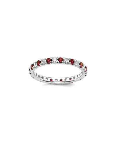 Lab Grown Gemstones 14k 1.75 Ct. Tw. Lab-grown Diamond & Lab-grown Ruby Eternity Ring In Metallic