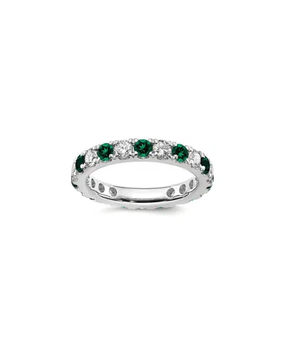 Lab Grown Gemstones 14k 1.75 Ct. Tw. Lab-grown Diamond & Lab-grown Alexandrite Eternity Ring In Green