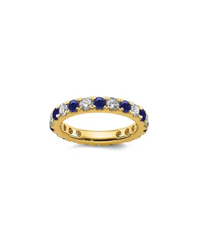 Lab Grown Gemstones 14k 1.75 Ct. Tw. Lab-grown Diamond & Lab-grown Blue Sapphire Eternity Ring In Gold