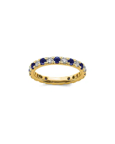 Lab Grown Gemstones 14k 1.75 Ct. Tw. Lab-grown Diamond & Lab-grown Blue Sapphire Eternity Ring In Gold