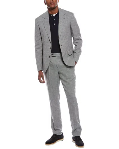 Brunello Cucinelli 2pc Wool & Linen-blend Suit With Pleated Pant In Gray