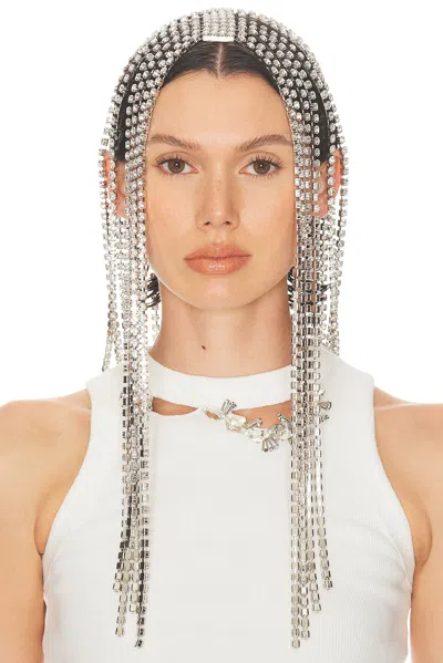 Area Crystal Fringe Headband In White
