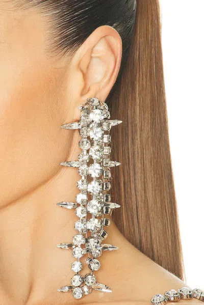 Area Crystal Fringe Drop Earrings In White