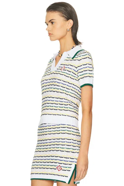 Casablanca Contrasting Ribbed Hem Short Sleeves V-neck In Multi