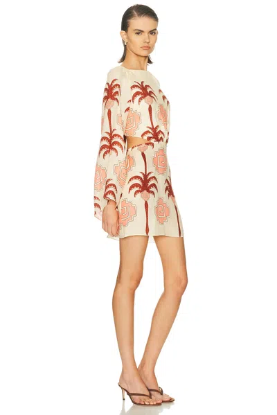 Johanna Ortiz Wave After Wave Mini Dress In Ecru Apricot Light Pink In Multi