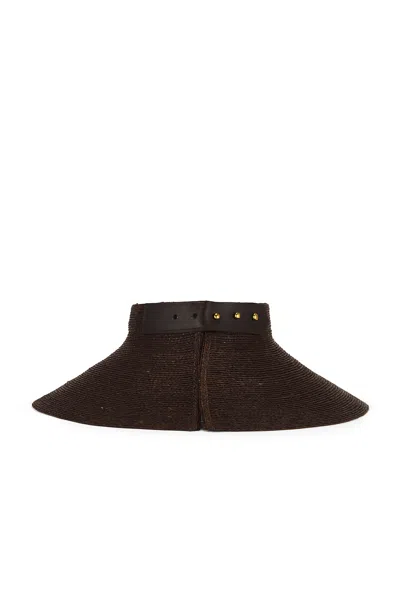 Janessa Leone Birdie Wide-brimmed Raffia Visor In Burgundy