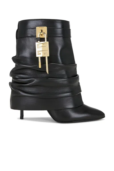 Givenchy Women Black Nappa Leather Shark Lock Stiletto Ankle Boots In Multi