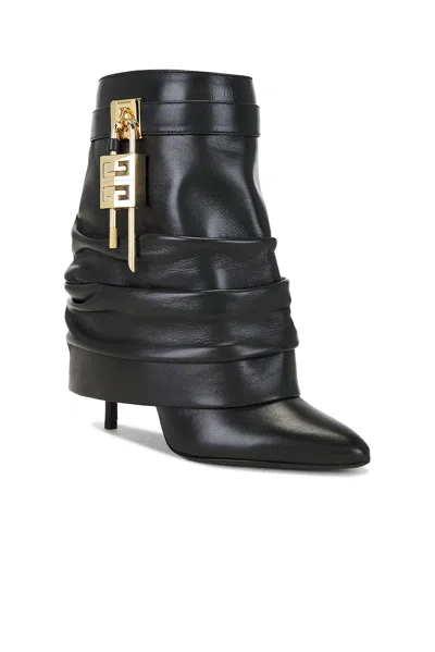 Givenchy Women Black Nappa Leather Shark Lock Stiletto Ankle Boots In Multi