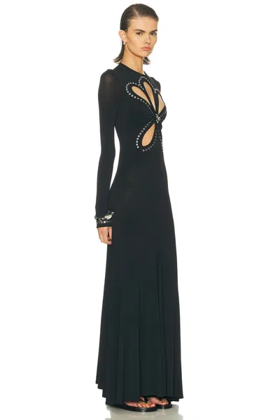 Rabanne Womens Black Embellishmed Cut-out Stretch-woven Maxi Gown In Black