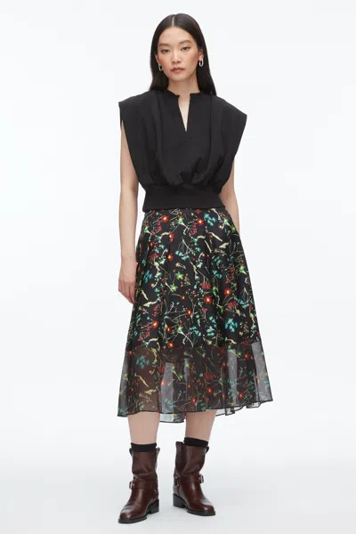 3.1 Phillip Lim Bliss Floral-print Midi Skirt In Black
